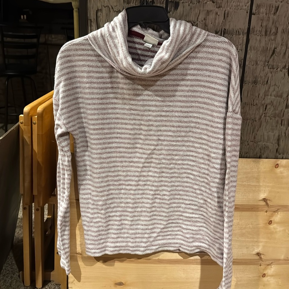 Striped cowl neck sweater